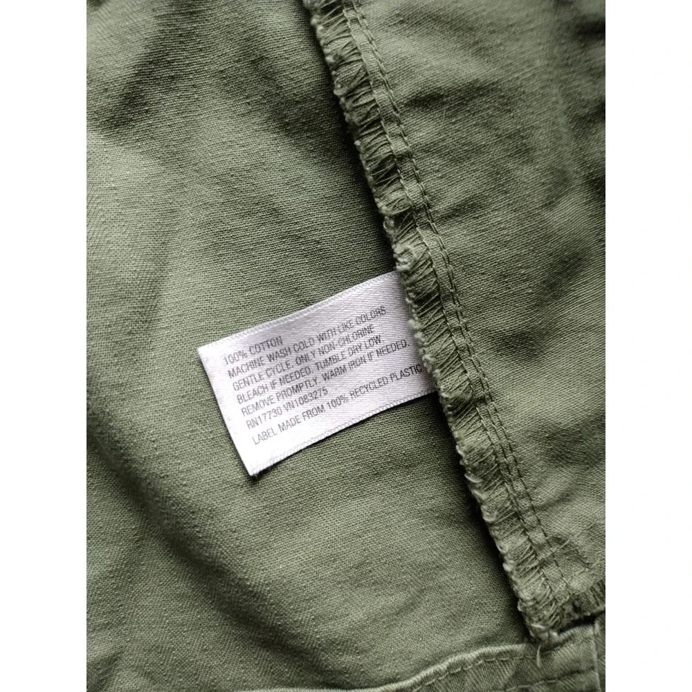 Merona Women's Utility Vest Military Style‎ Olive Green Full Zip Pockets